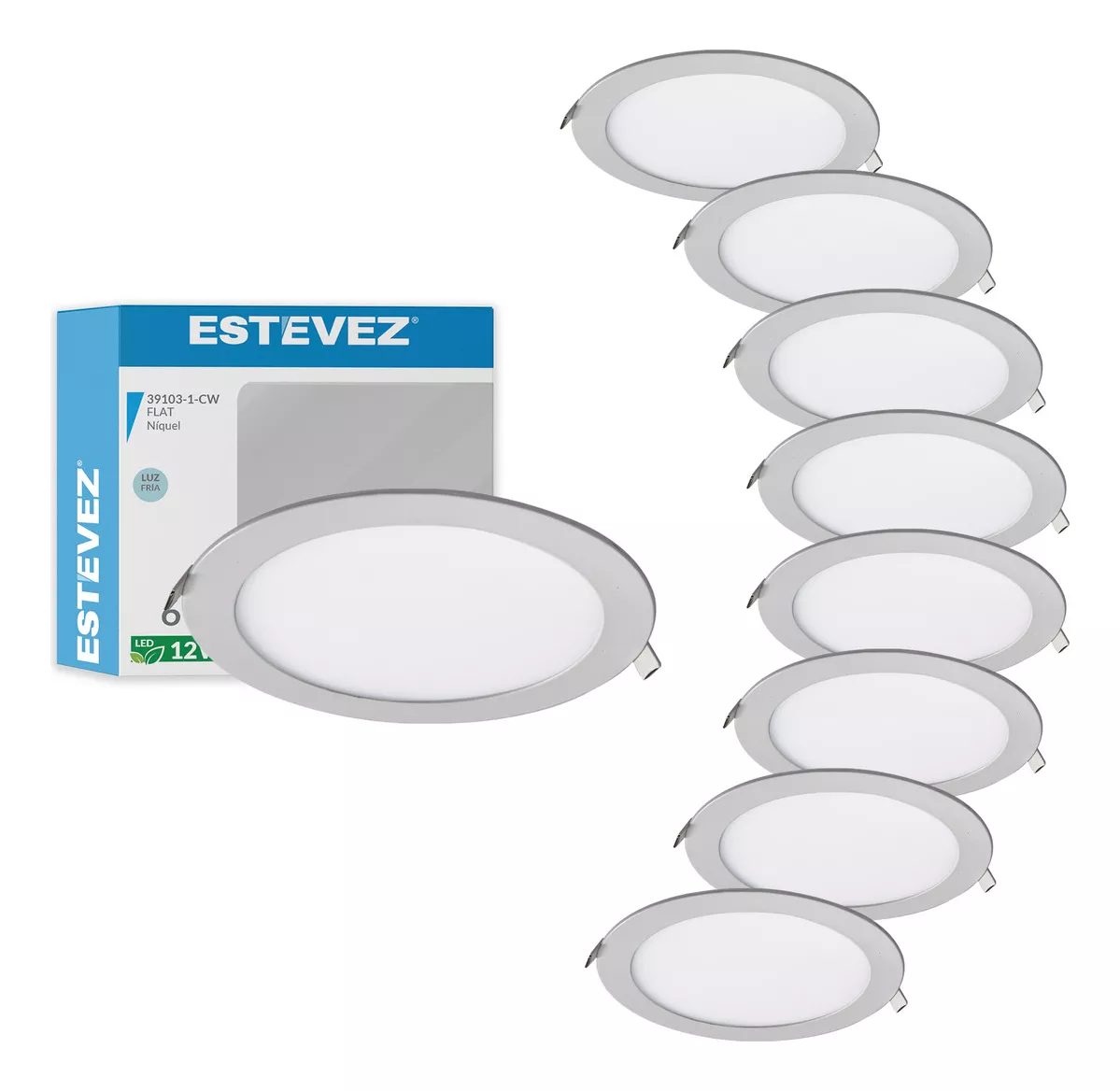 Pack 8 Lámparas De Led Empotrable Estevez De 12 Watts Luz Fría