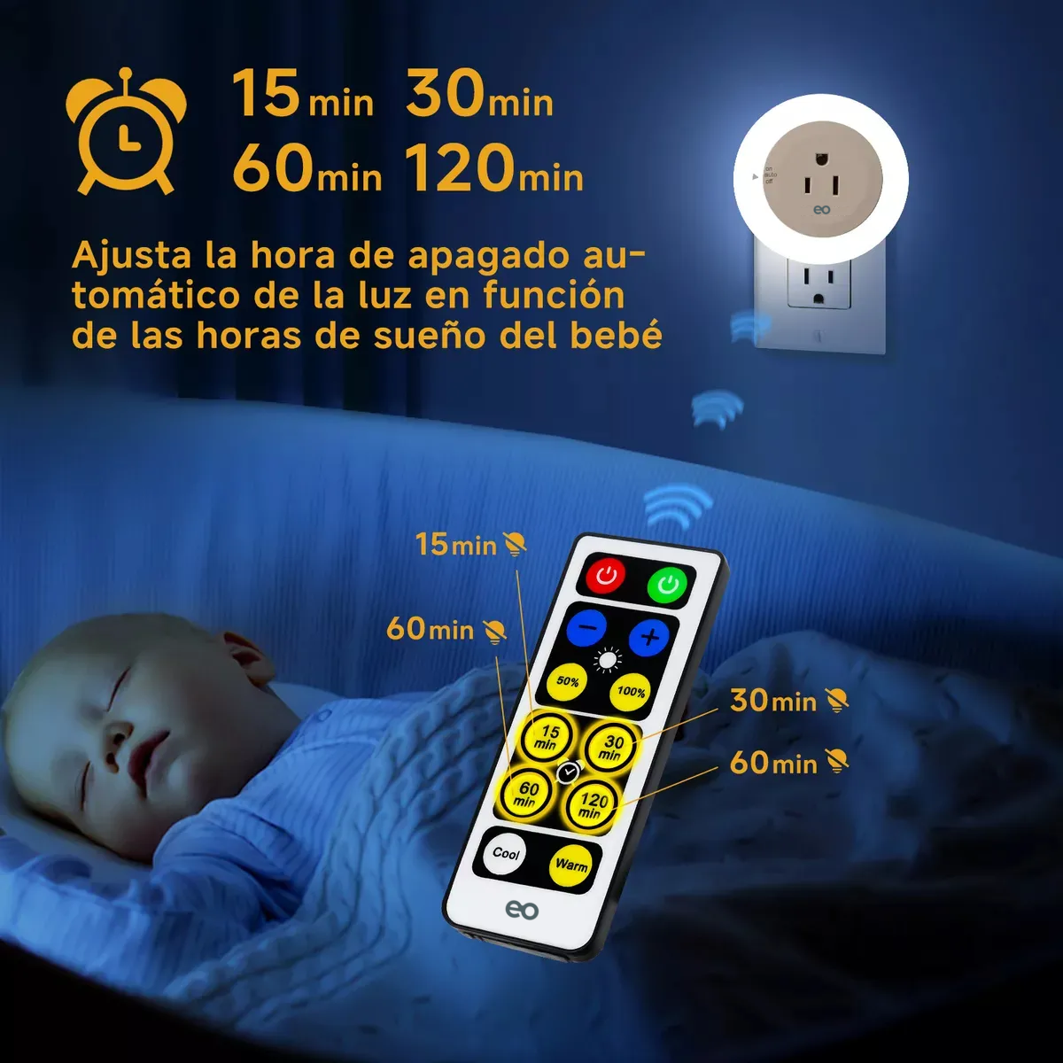 Foto 4 pulgar | Luz Nocturna Con Enchufe Pared Eo Safe Imports Esi-18836 Blanco