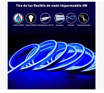Foto 3 | Tiras De Leds Luz Luces Neón Flexible Manguera Con Fuente 5m