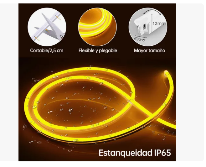 Foto 3 pulgar | Tiras De Leds Luz Luces Neón Flexible Manguera Con Fuente 5m