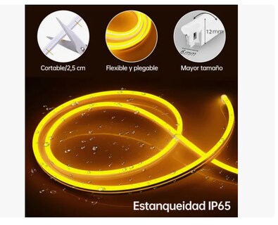 Foto 2 | Tiras De Leds Luz Luces Neón Flexible Manguera Con Fuente 5m