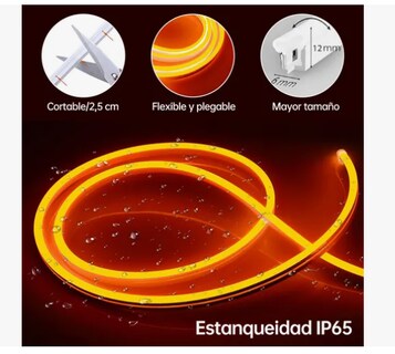 Foto 2 | Tiras De Leds Luz Luces Neón Flexible Manguera Con Fuente 5m