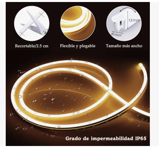 Foto 3 pulgar | Tiras De Leds Luz Luces Neón Flexible Manguera Con Fuente 5m