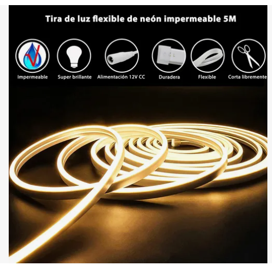Foto 5 pulgar | Tiras De Leds Luz Luces Neón Flexible Manguera Con Fuente 5m