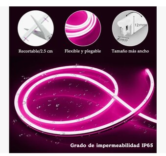 Foto 2 | Tiras De Leds Luz Luces Neón Flexible Manguera Con Fuente 5m
