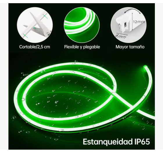 Foto 3 pulgar | Tiras De Leds Luz Luces Neón Flexible Manguera Con Fuente 5m