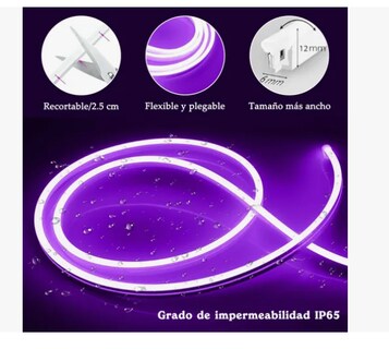 Foto 2 | Tiras De Leds Luz Luces Neón Flexible Manguera Con Fuente 5m