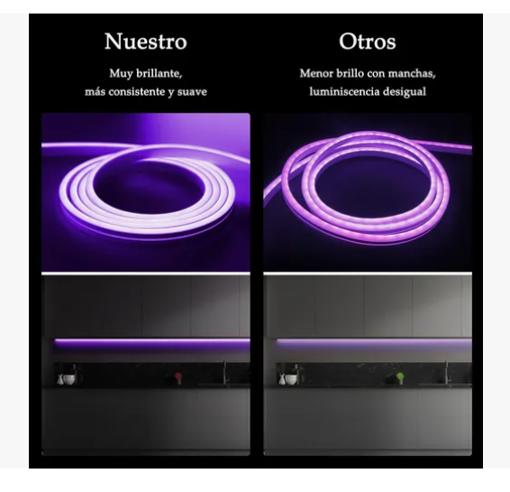 Foto 4 pulgar | Tiras De Leds Luz Luces Neón Flexible Manguera Con Fuente 5m