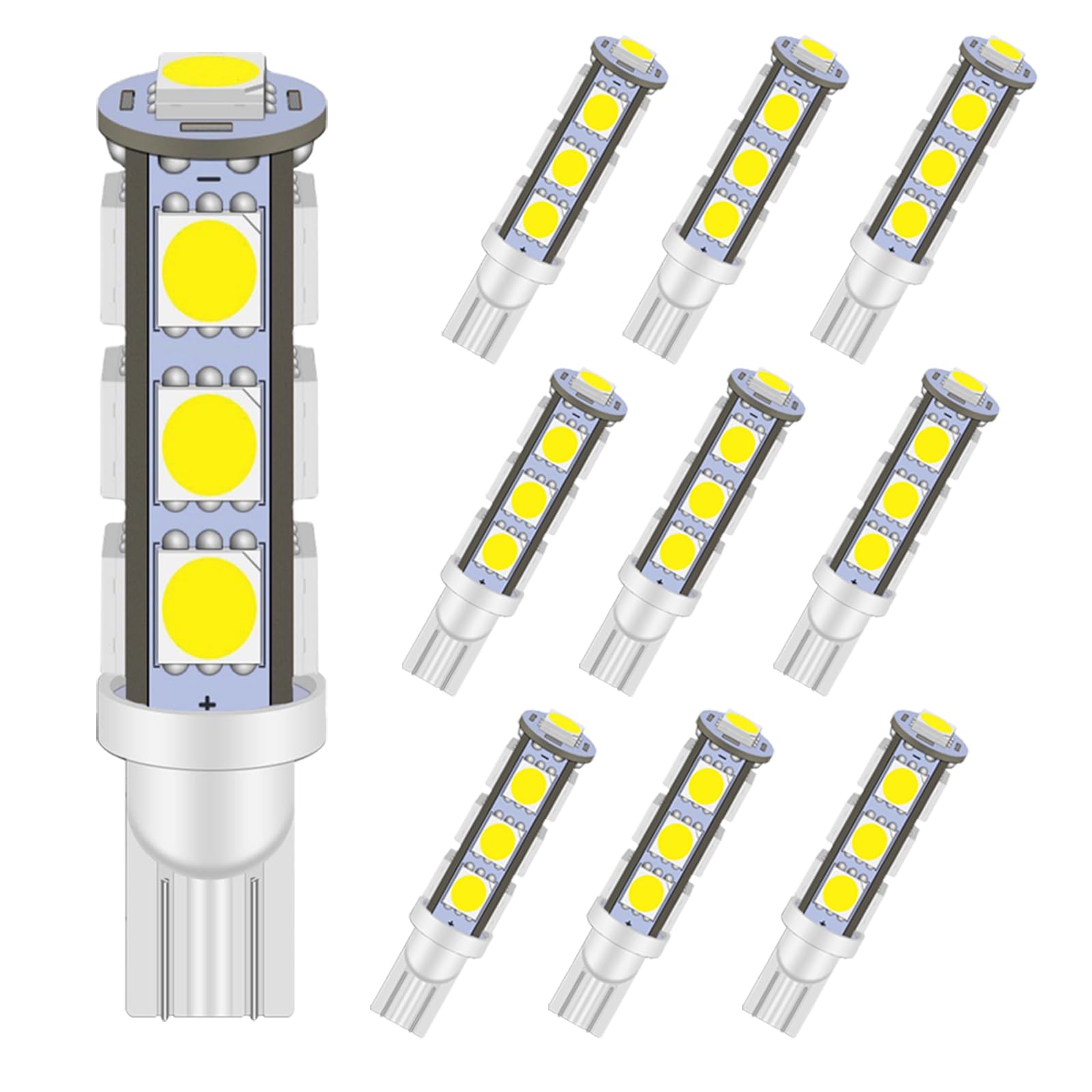 Foto 2 pulgar | Bombillas Led Grv T10 921 922 13-5050 Smd 12 V Luz Blanca Fría X10 - Venta Internacional.
