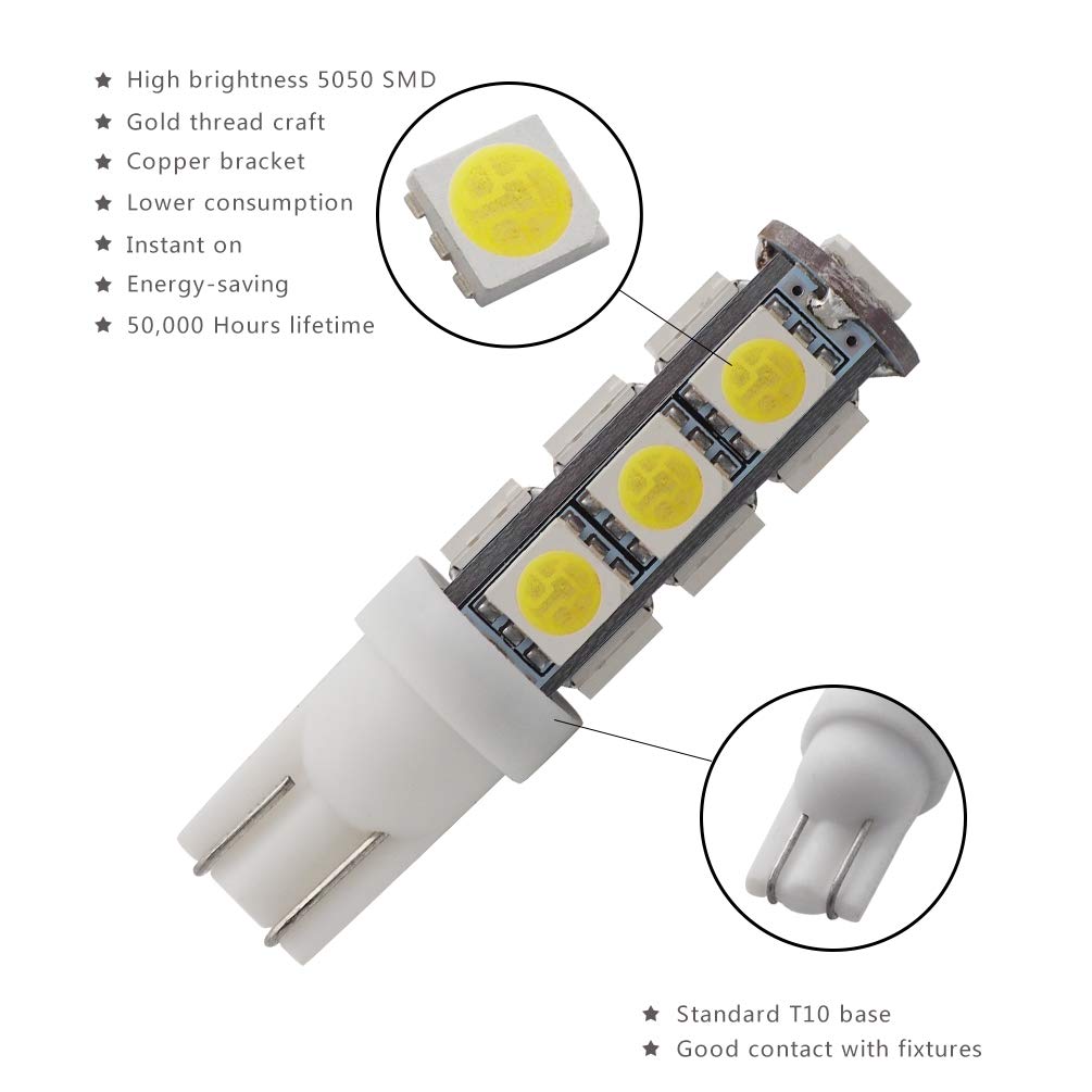 Foto 3 | Bombillas Led Grv T10 921 922 13-5050 Smd 12 V Luz Blanca Fría X10 - Venta Internacional.