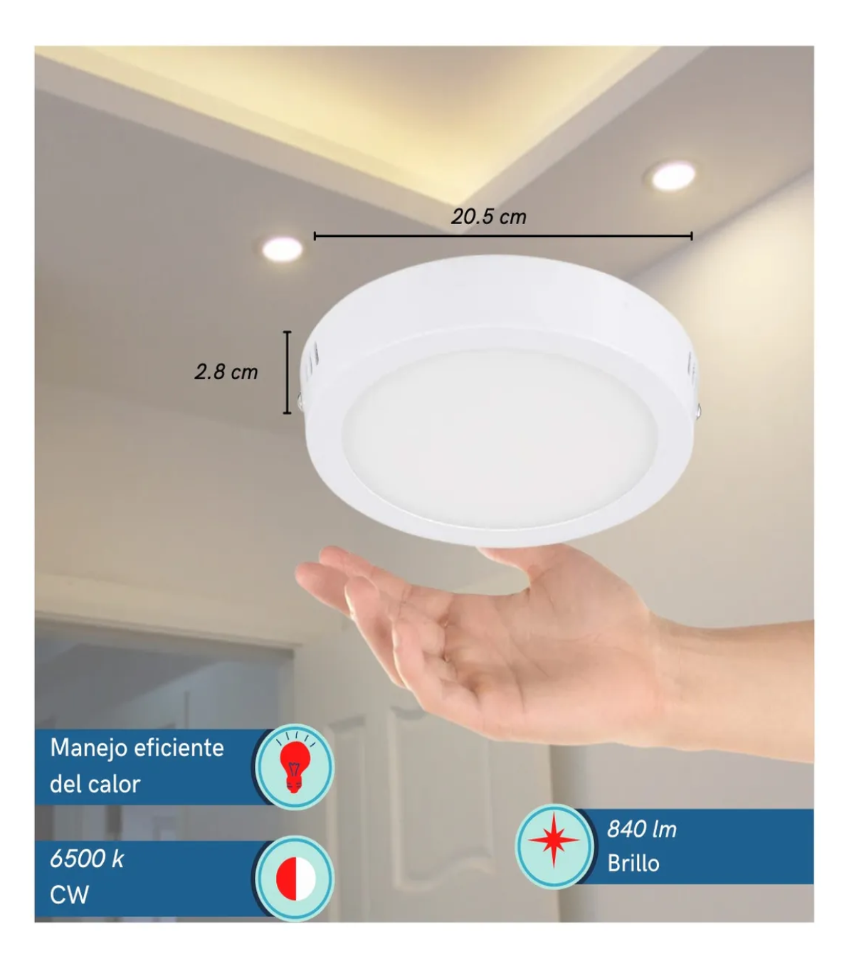 Foto 5 pulgar | 5 Pzs Lampara De Techo Sobreponer Led 18w Luminaria Lab.g Blanco