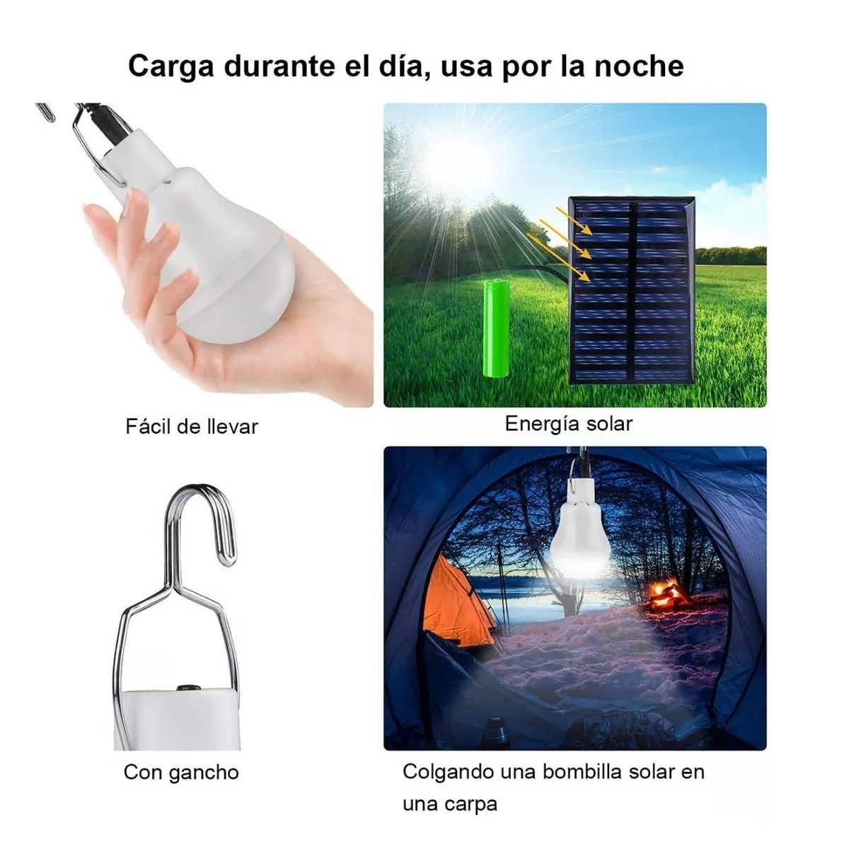 Foto 5 pulgar | Bombilla De Luz Solar Tipo Gancho 110lumen 3w  Eo Safe Imports Esi-13890 Blanco