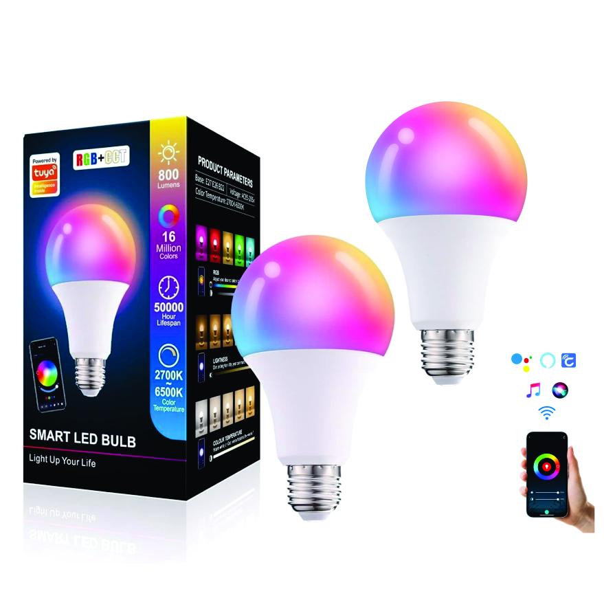 Foto 2 pulgar | Pack 2 Focos Led Inteligente 10w Rgb + Cct Compatible Con Asistente De Voz