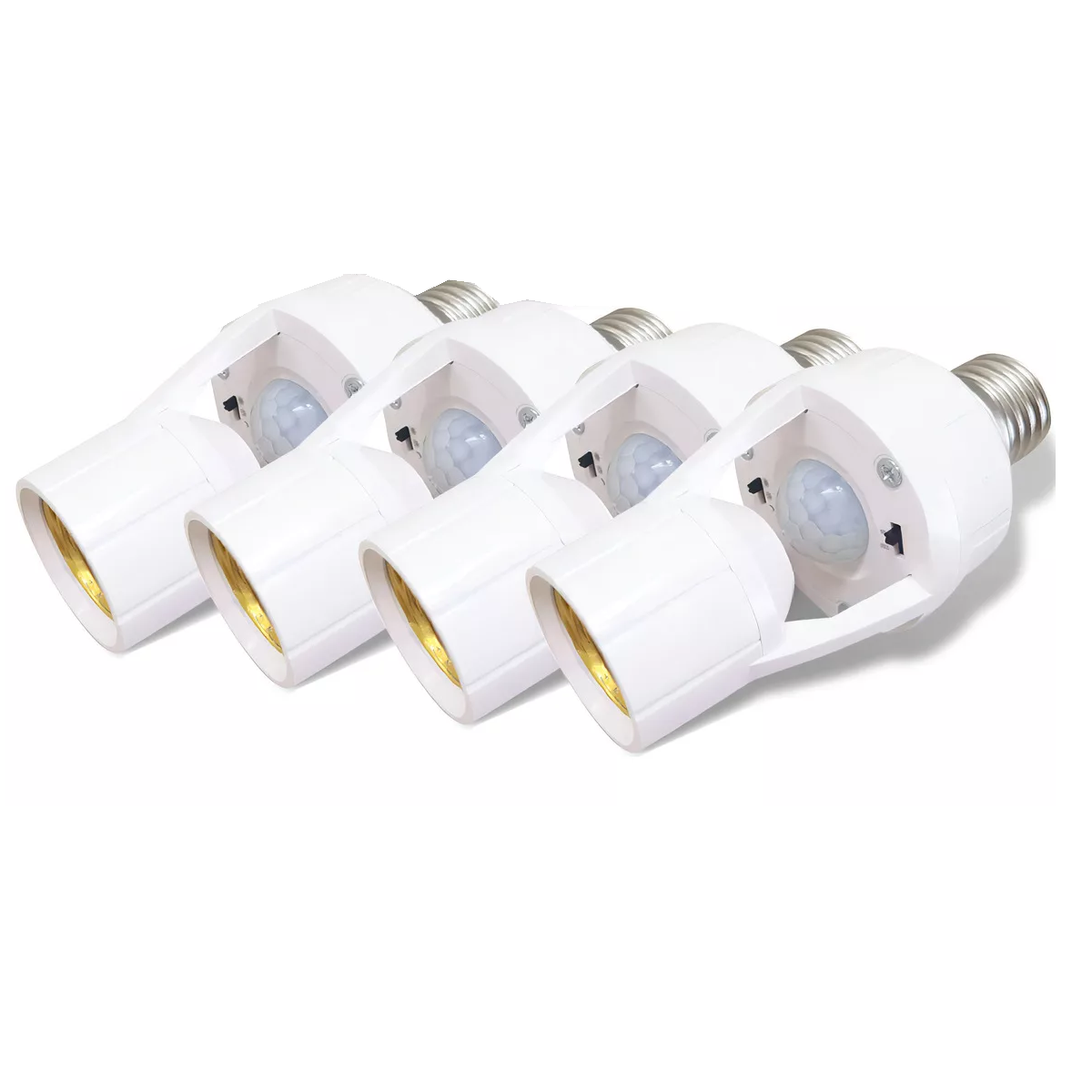 4 Porta Lámpara Sensor De Movimiento 360° Grados Infrarrojo Socket Para Foco Eo Safe Imports Esi-16601 Blanco