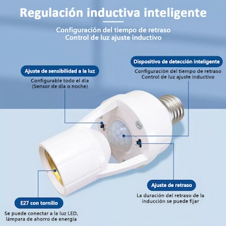 Foto 2 | 4 Porta Lámpara Sensor De Movimiento 360° Grados Infrarrojo Socket Para Foco Eo Safe Imports Esi-16601 Blanco