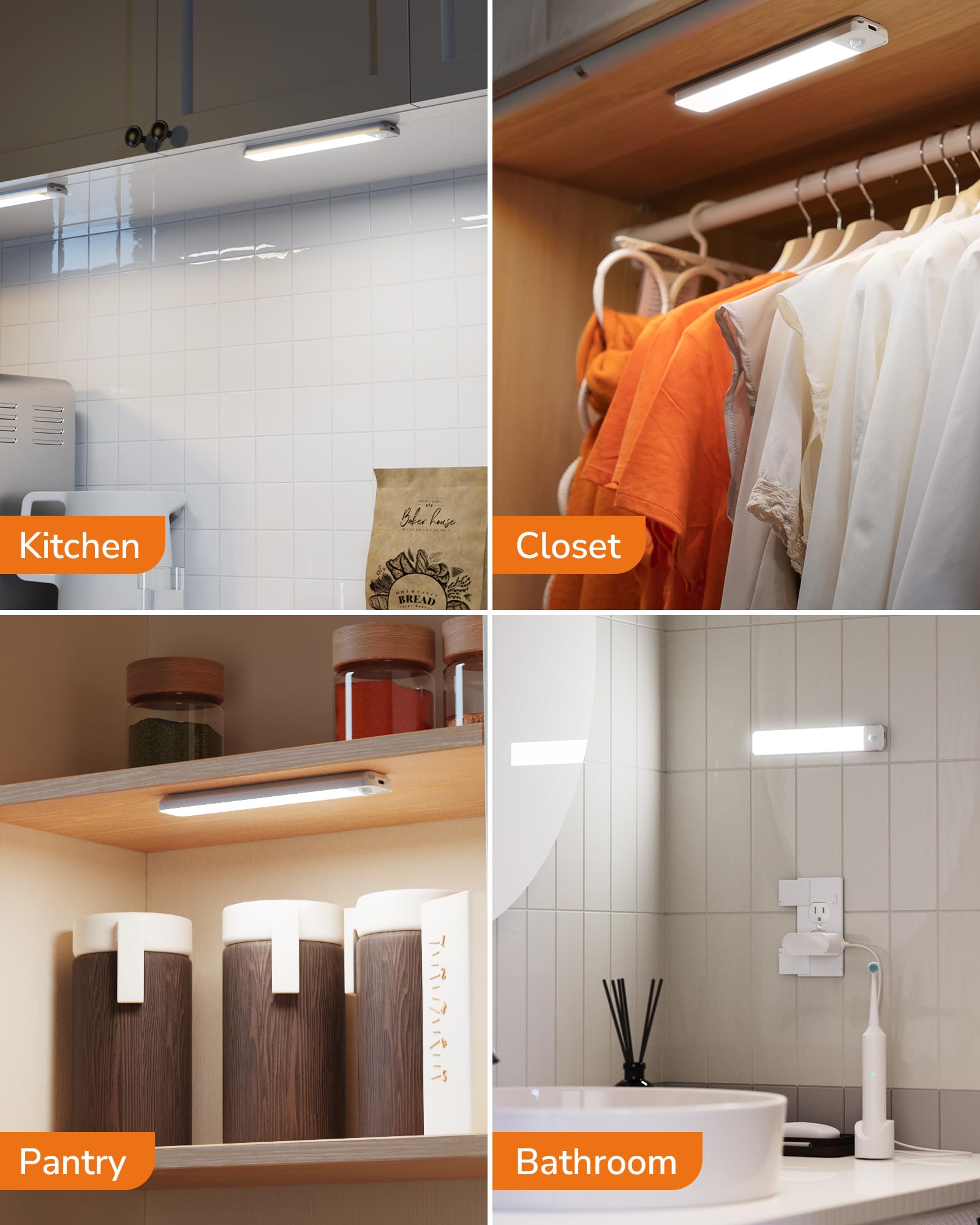 Foto 7 pulgar | Luces Para Debajo Del Gabinete, Sensor De Movimiento Inalámbrico Ulg 96 Led (paquete De 5) - Venta Internacional.