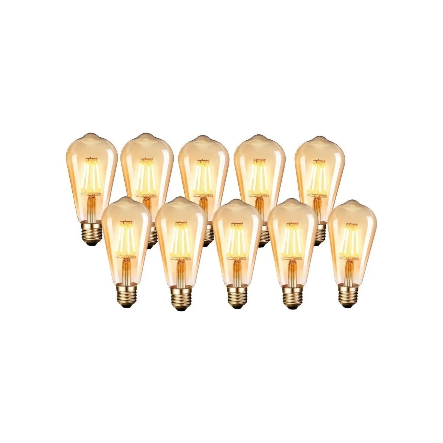 Paquete De 10 Bombillas Led Retro Vintage, Luz Cálida, Base E27 De 4 W - Venta Internacional.