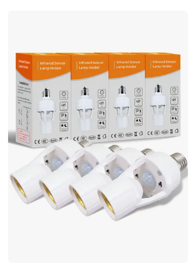 Foto 2 pulgar | Xtellar 4 Porta Lámpara Sensor De Movimiento 360° Grados Infrarrojo E27 Socket Para Foco Portalámpara Con Sens