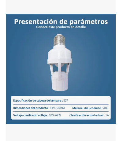 Foto 3 | Xtellar 4 Porta Lámpara Sensor De Movimiento 360° Grados Infrarrojo E27 Socket Para Foco Portalámpara Con Sens