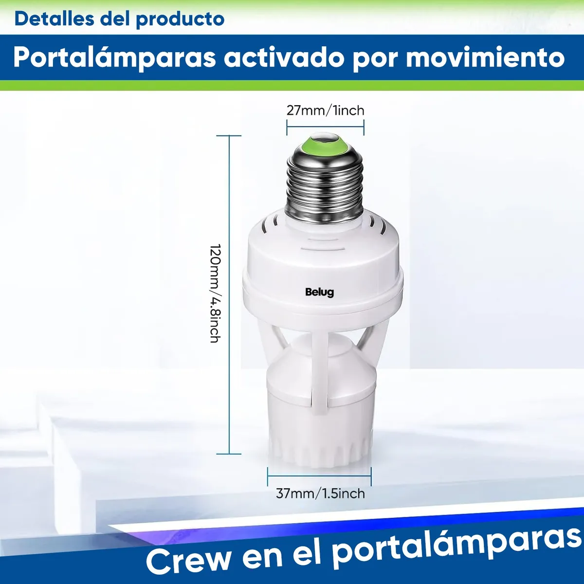 Foto 5 pulgar | 4 Porta Lámpara Sensor De Movimiento 360° Grados Infrarrojo