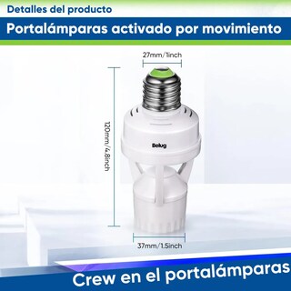 Foto 4 | 4 Porta Lámpara Sensor De Movimiento 360° Grados Infrarrojo