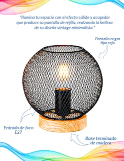 Foto 3 | Lámpara De Mesa Incandescente Mil Luces Ameli