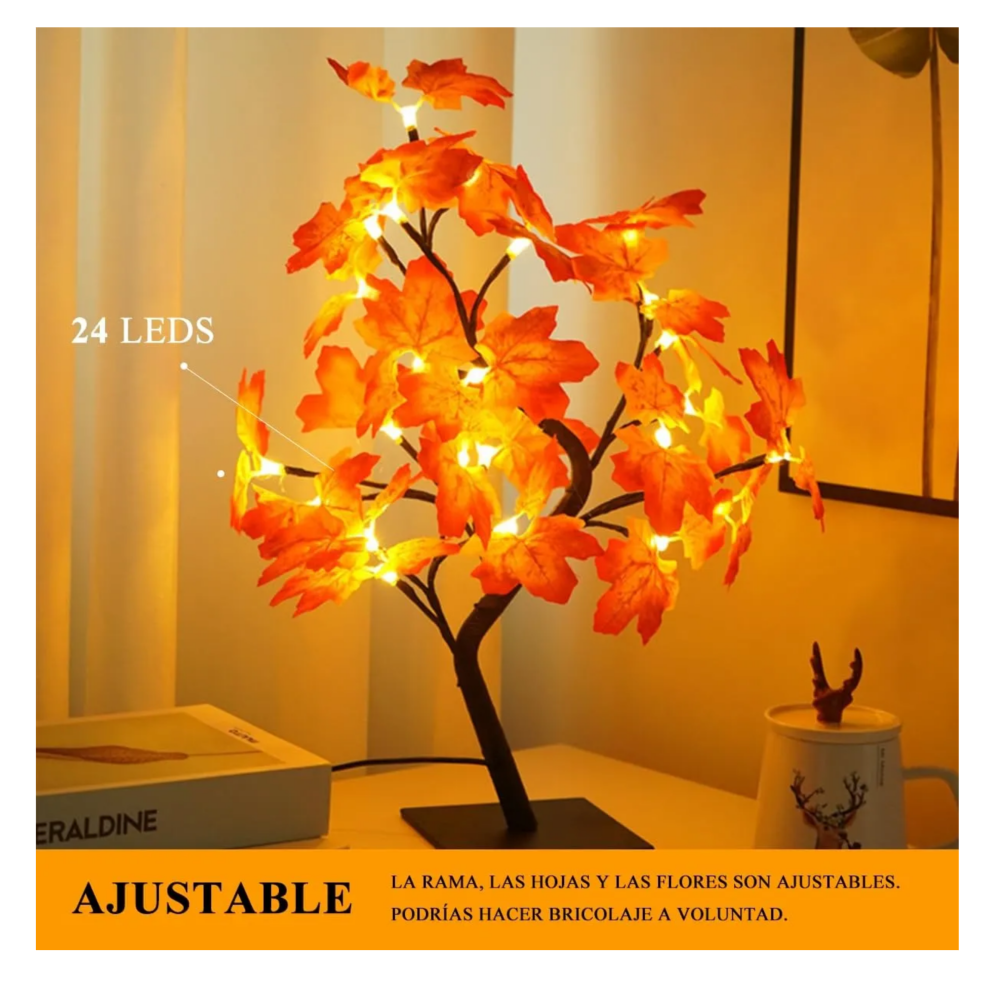 Foto 3 pulgar | Lámpara Decorativa Hojas De Arce Navidad  Lámpara De Mesa Belug  Naranja Negro