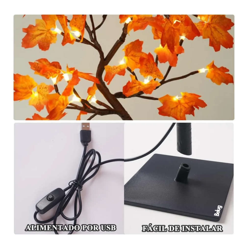 Foto 5 pulgar | Lámpara Decorativa Hojas De Arce Navidad  Lámpara De Mesa Belug  Naranja Negro