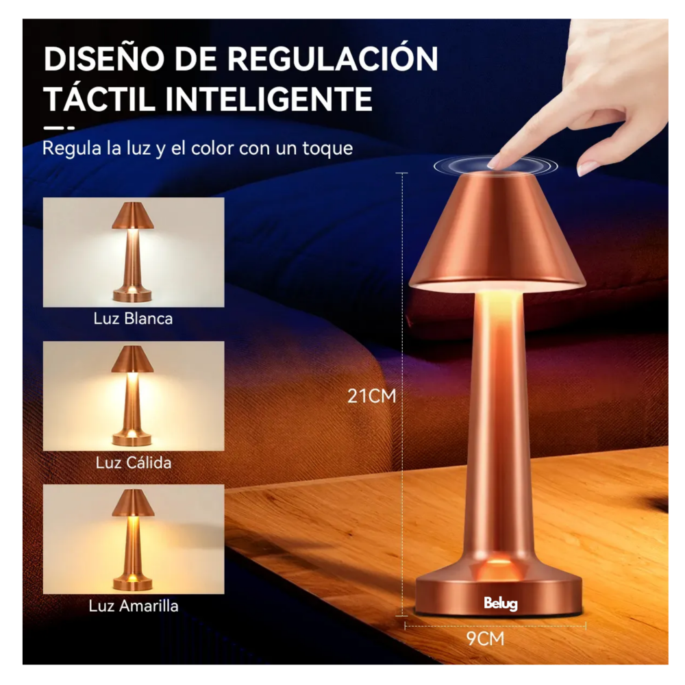Foto 4 pulgar | Lampara De Mesa 2 Piezas Recargable Regulable Belug  Color Aluminio Led