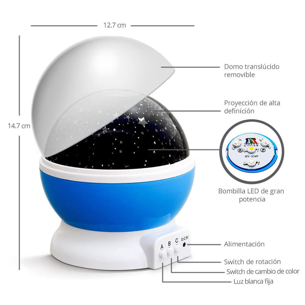 Foto 5 pulgar | Lámpara Proyectora de Estrellas Led Giratorio para Niños