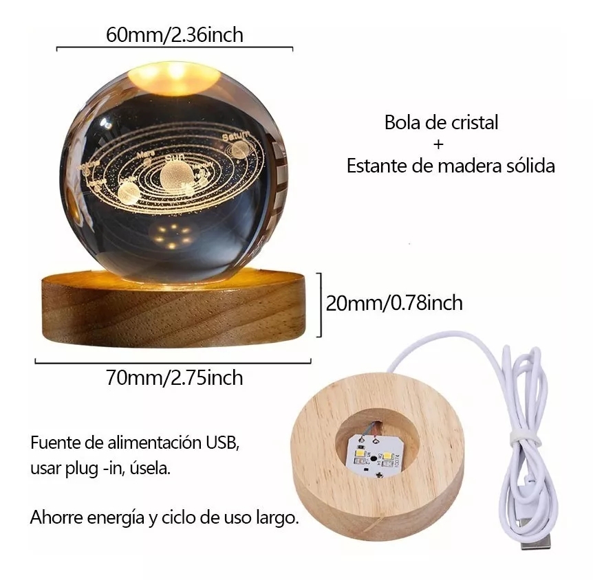 Foto 3 | Lámpara de Noche 3D Led Sistema Solar - Venta Internacional