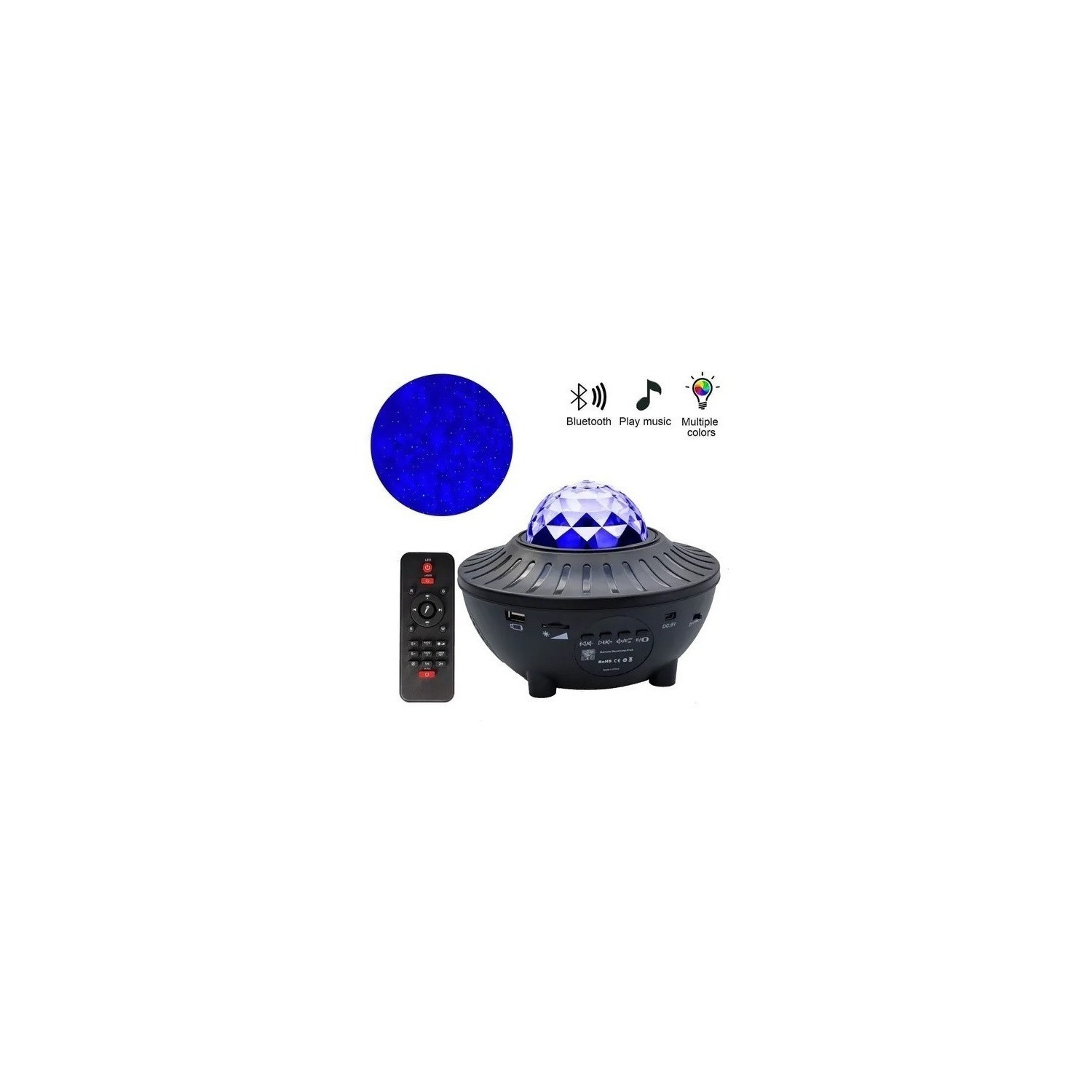 Foto 2 pulgar | Proyector Galaxy Negro con Estrellas Led y Sonido Bluetooth - Venta Internacional