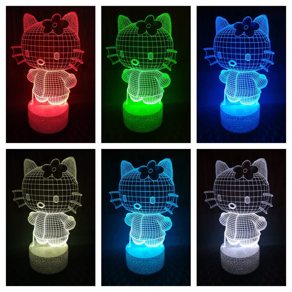 Foto 2 | Lámpara Led 3D Kitty de 7 Colores con Cable USB - Venta Internacional
