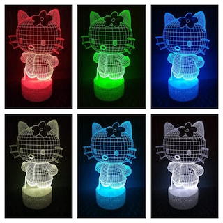 Foto 2 | Lámpara Led 3D Kitty de 7 Colores con Cable USB - Venta Internacional