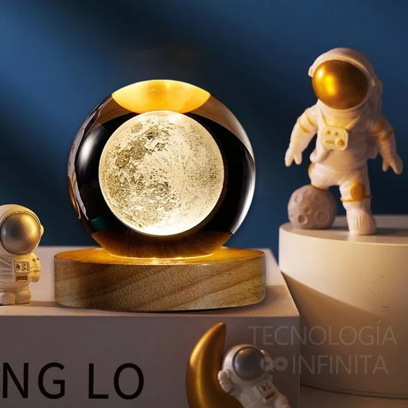 Foto 3 pulgar | Lámpara de Noche 3D Led en Forma de Luna - Venta Internacional