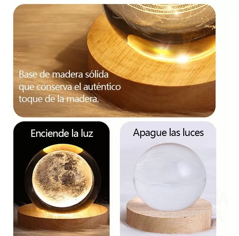 Foto 6 pulgar | Lámpara de Noche 3D Led en Forma de Luna - Venta Internacional