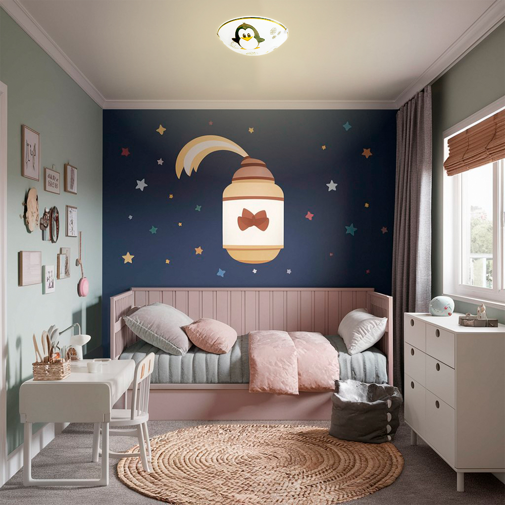 Foto 6 pulgar | Mil Luces Lampara Infantil De Techo Pingüino