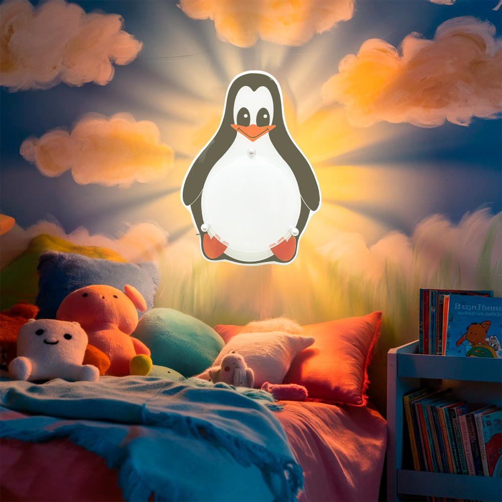 Foto 4 | Mil Luces Lampara Infantil De Pared Pinguino