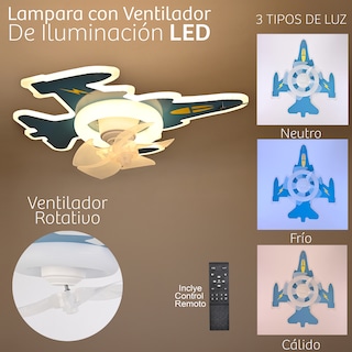 Foto 3 | Lámpara de Techo Infantil Avión Luz LED