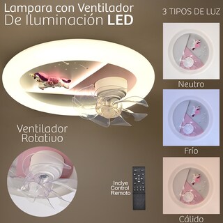 Foto 3 | Lámpara de Techo con Ventilador Rosa