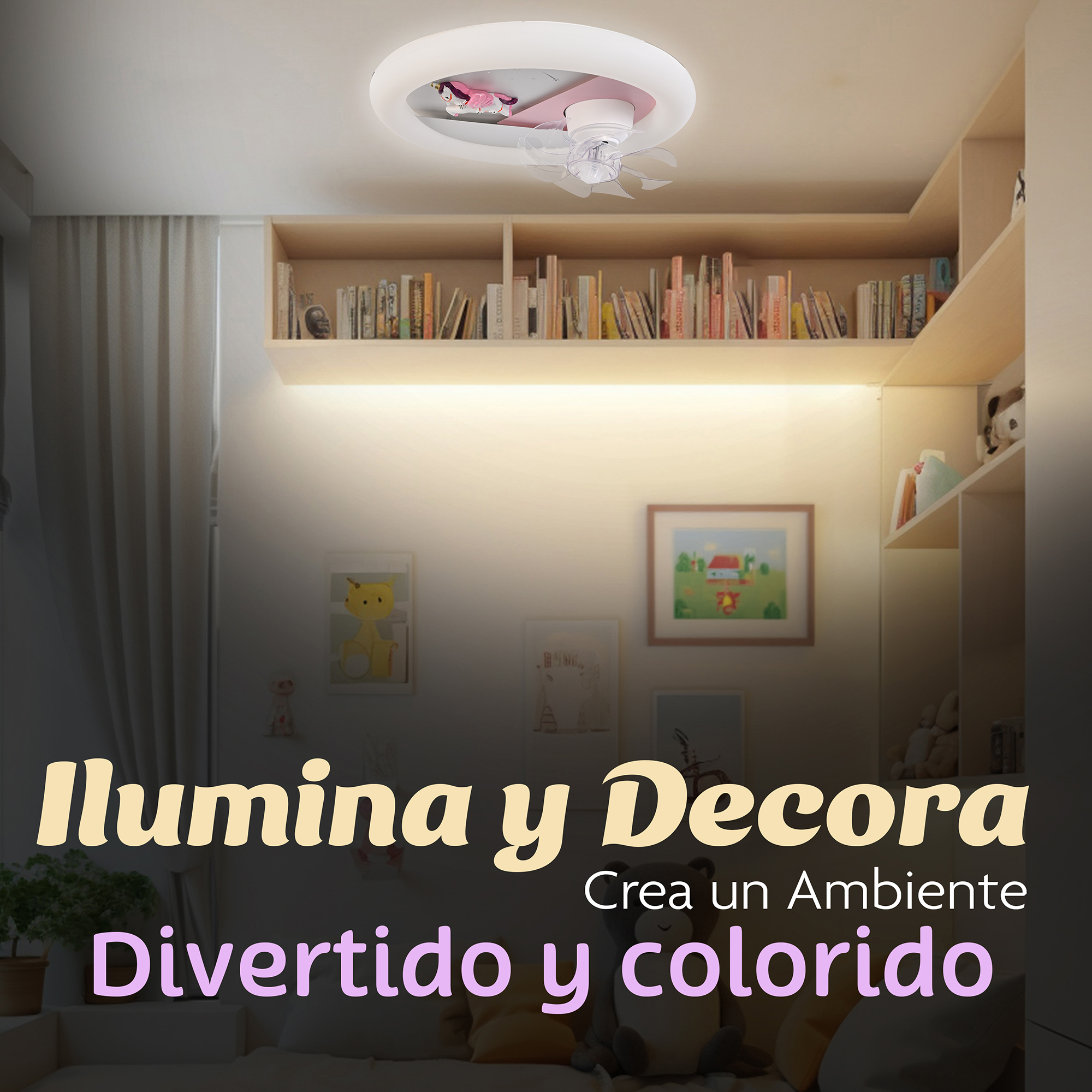 Foto 5 pulgar | Lámpara de Techo con Ventilador Rosa