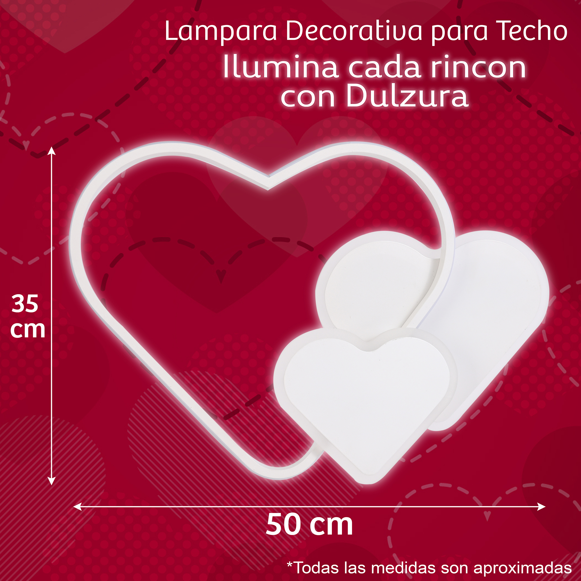 Foto 4 pulgar | Lampara de Techo Corazon Blanco