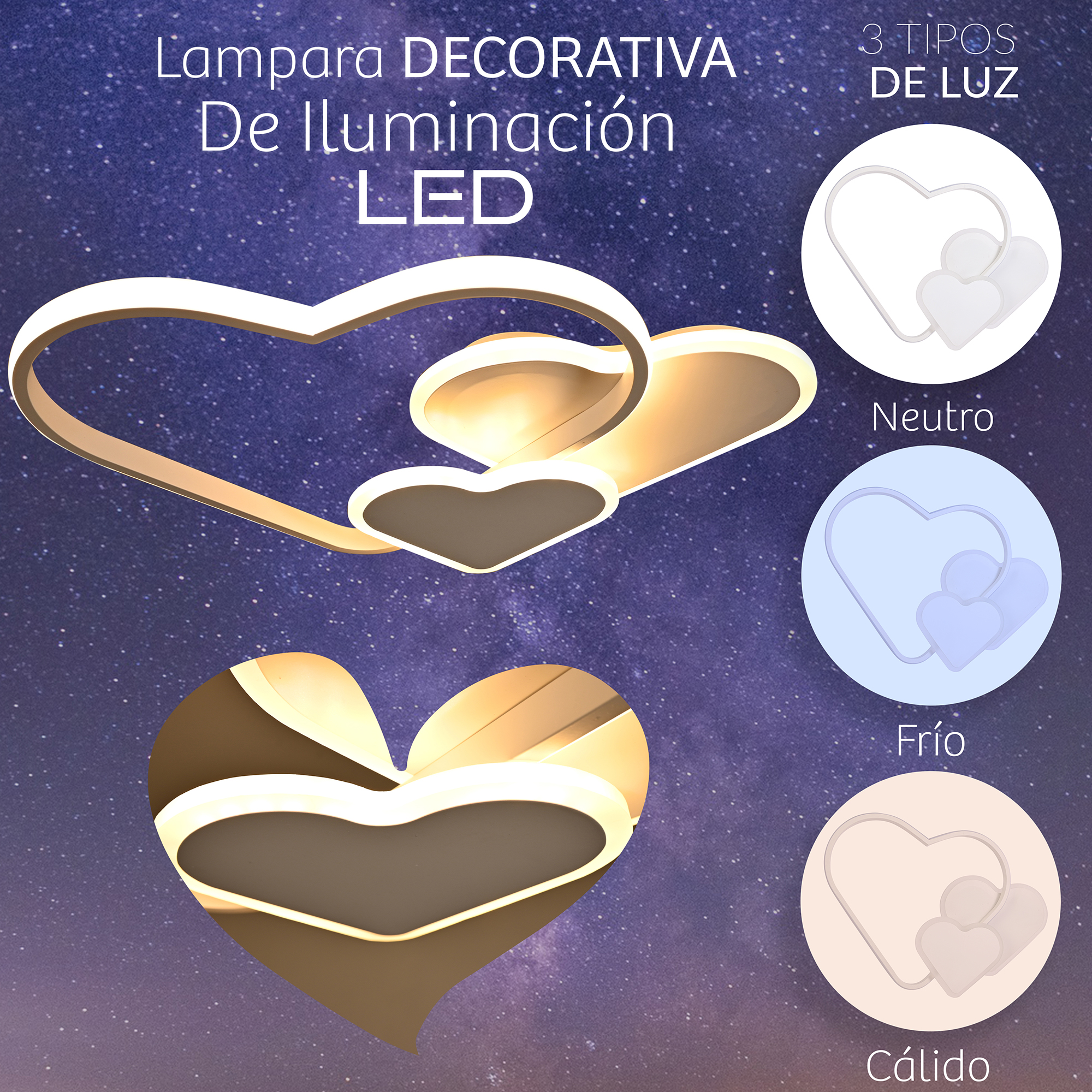 Foto 4 | Lampara de Techo Corazon Blanco