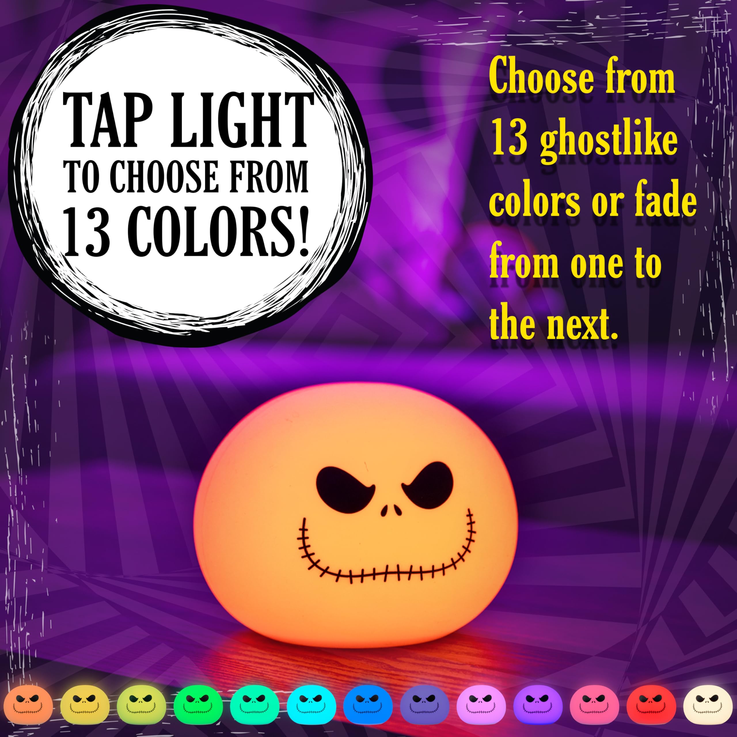 Foto 3 pulgar | Luz Nocturna Squishy Light Disney Jack Skellington Cambia de Color - Venta Internacional