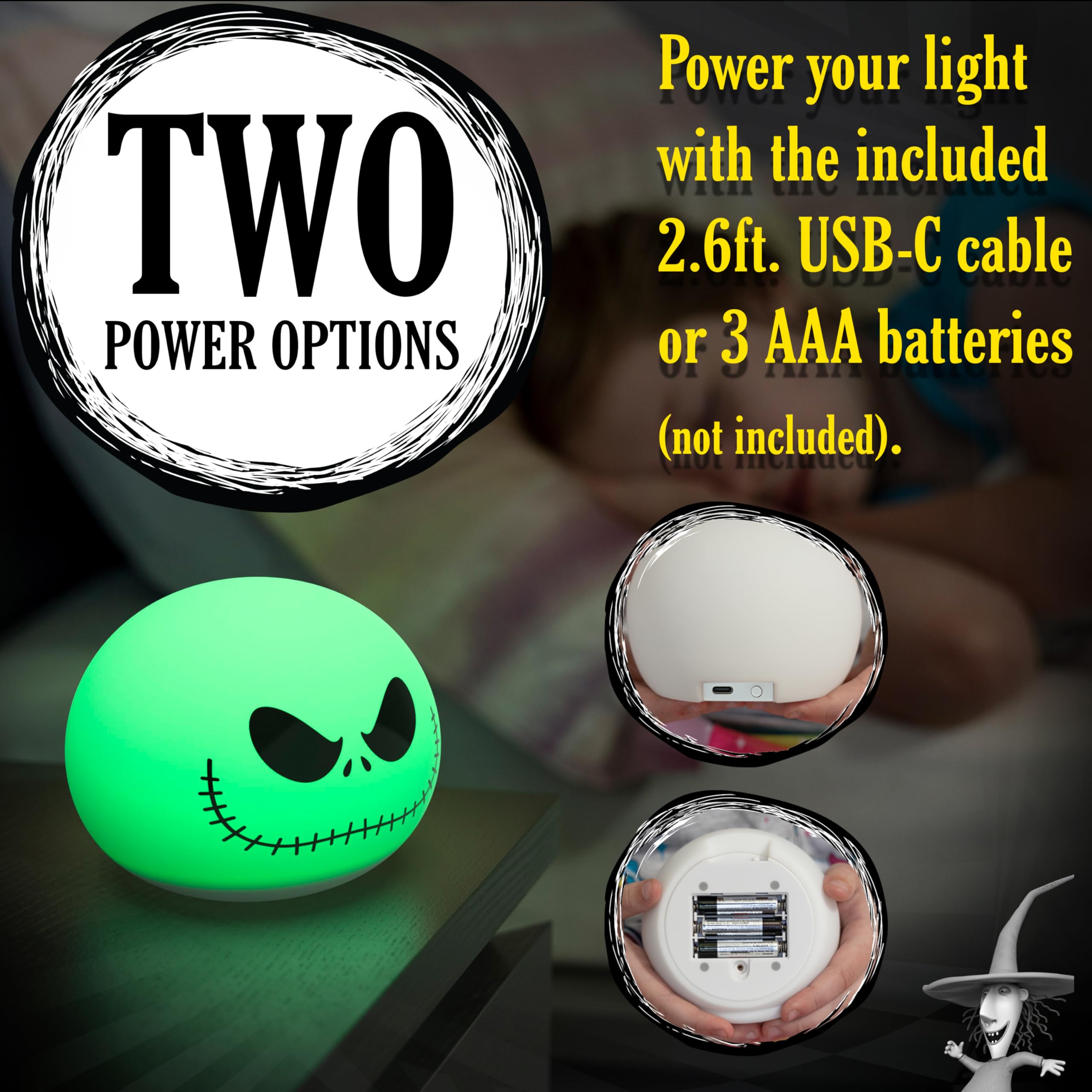 Foto 6 pulgar | Luz Nocturna Squishy Light Disney Jack Skellington Cambia de Color - Venta Internacional