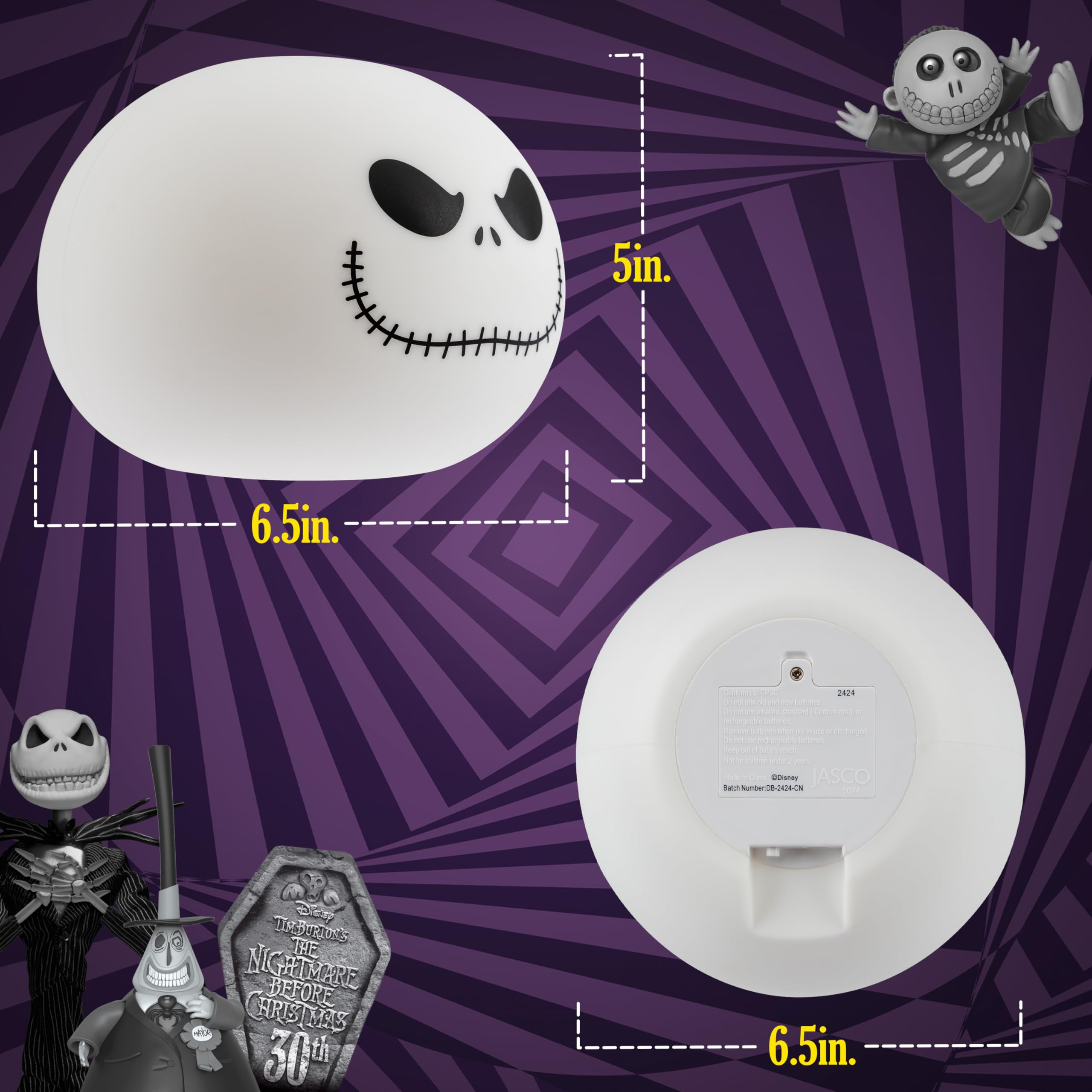 Foto 8 pulgar | Luz Nocturna Squishy Light Disney Jack Skellington Cambia de Color - Venta Internacional