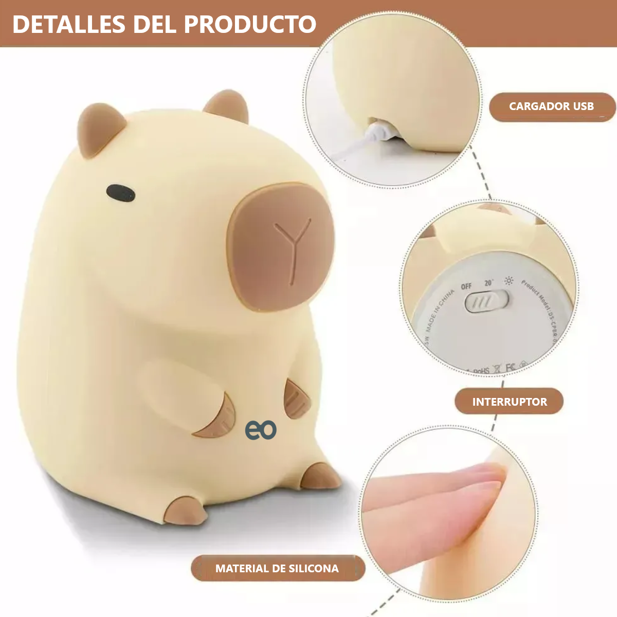 Foto 3 pulgar | Capybara Lampara Color Nude Con Pantalla Eo Safe Imports Esi-18837 Beige
