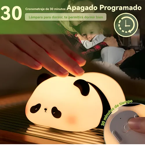 Foto 4 pulgar | Lámpara Xtellar Xtellar Led Táctil De Panda De Silicona De 7 Colores Carga
