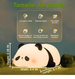 Foto 4 | Lámpara Xtellar Xtellar Led Táctil De Panda De Silicona De 7 Colores Carga