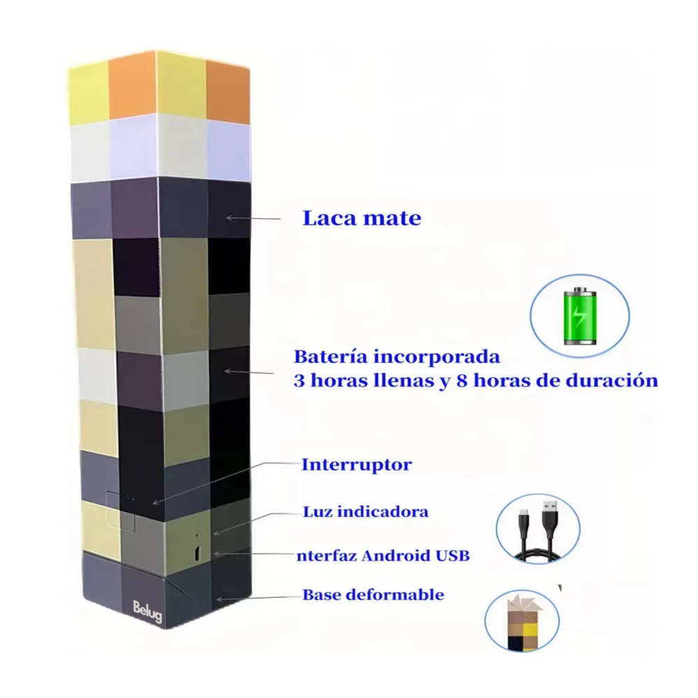Foto 3 pulgar | Lámpara Minecraft Luz 2pz Belug  Colores